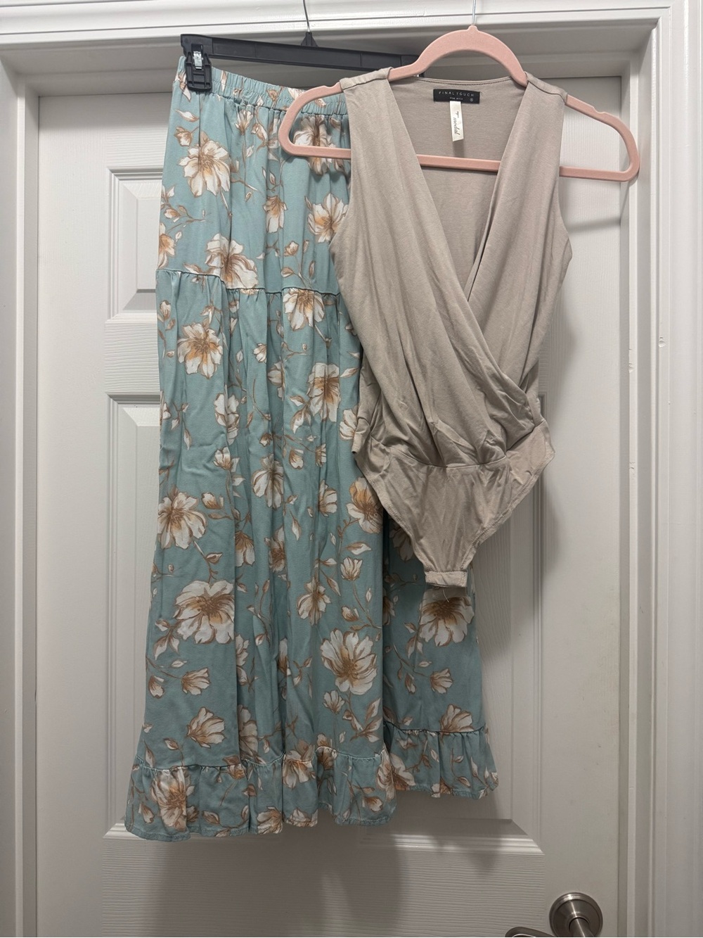 Light Blue Floral Maxi Skirt - Women's Tiered Maxi Skirt